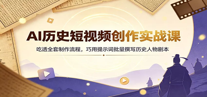 AI历史短视频创作实战课：吃透全套制作流程，巧用提示词批量撰写历史人物剧本-易创网