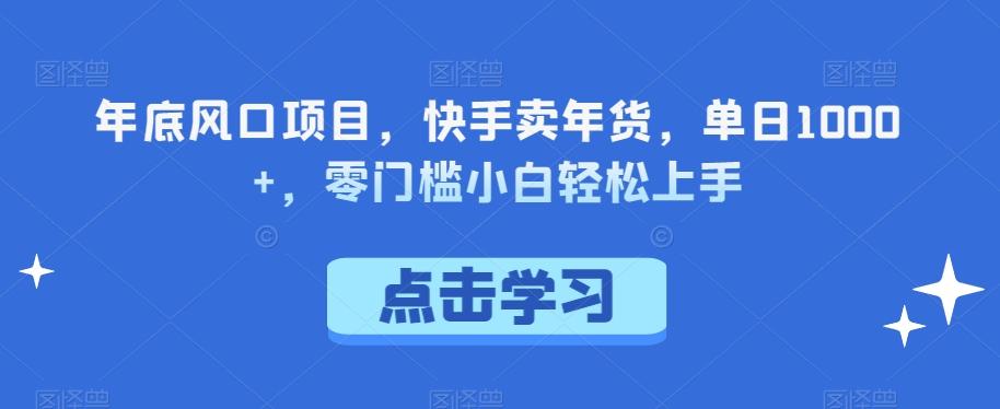年底风口项目，快手卖年货，单日1000+，零门槛小白轻松上手-易创网
