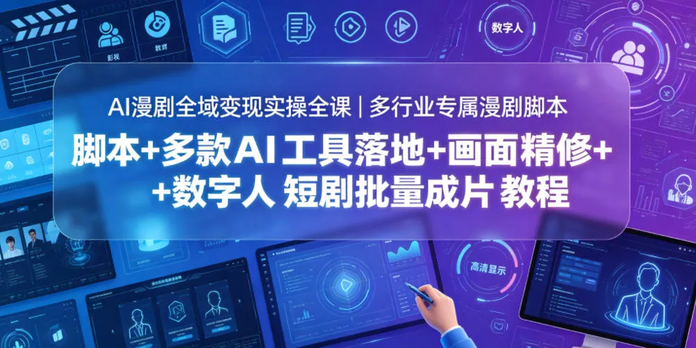 AI漫剧全域变现实操全课｜多行业专属漫剧脚本+多款AI工具落地+画面精修+数字人短剧批量成片全教程-易创网