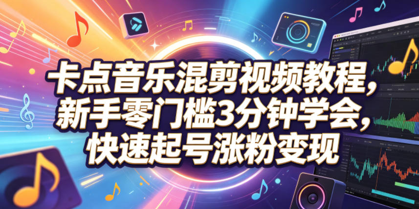 卡点音乐混剪视频教程，新手零门槛3分钟学会，快速起号涨粉变现-易创网