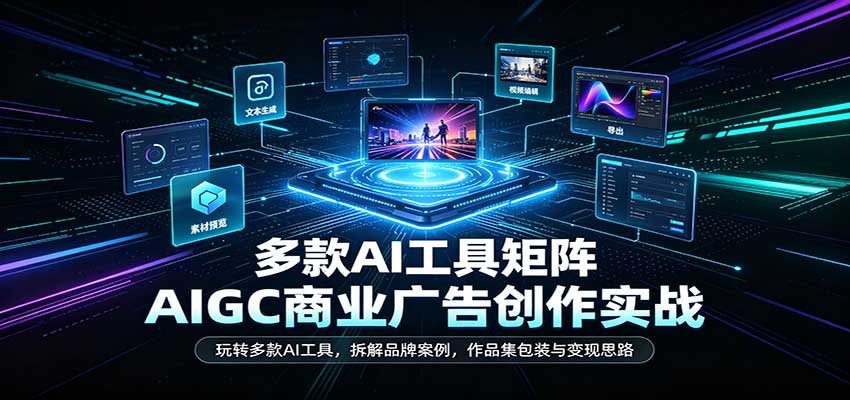 AIGC商业广告创作实战：玩转多款AI工具，拆解品牌案例，作品集包装与变现思路-易创网