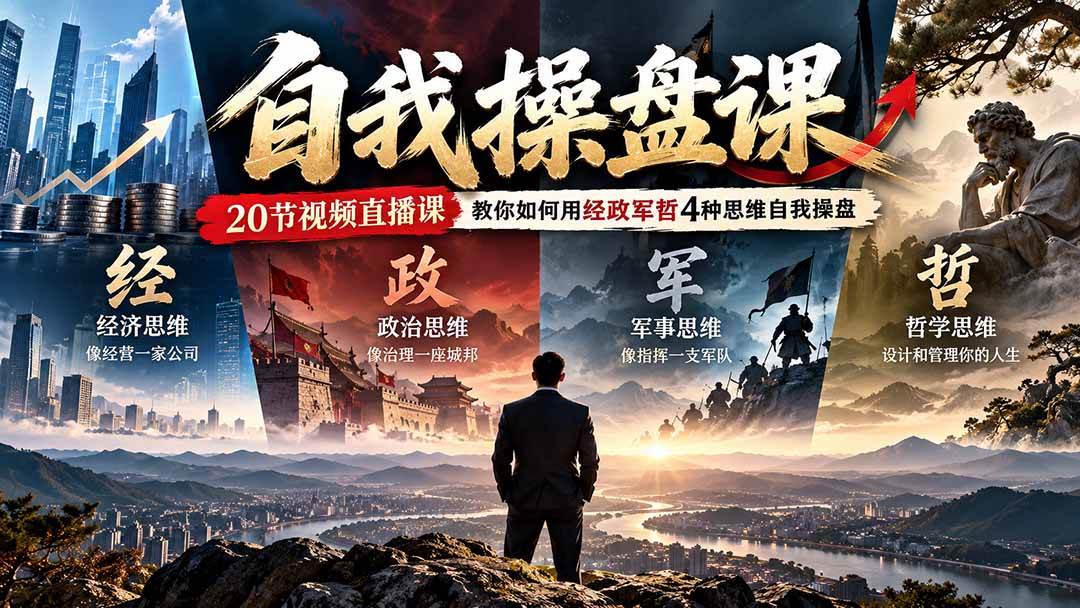 （20626期）【无水印】自我操盘课，20节视频直播课教你如何用经政军哲4种思维自我操盘（更新0924）-易创网