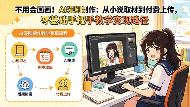 不用会画画！AI漫剧制作：从小说取材到付费上传，零基础手把手教学变现路径(更新-易创网