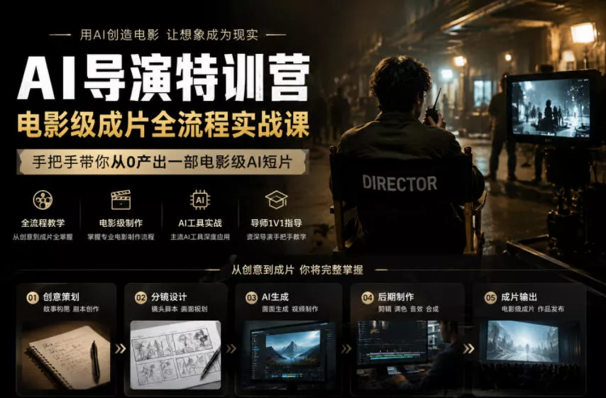 AI导演特训营，电影级成片全流程实战课，手把手带你从0产出一部电影级AI短片-易创网
