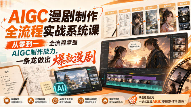 AIGC漫剧制作全流程实战系统课，从零到一全流程掌握AIGC制作能力，一条龙做出爆款漫剧-易创网