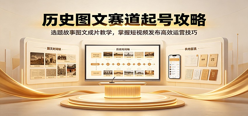 历史图文赛道起号攻略：选题故事图文成片教学，掌握短视频发布高效运营技巧-易创网