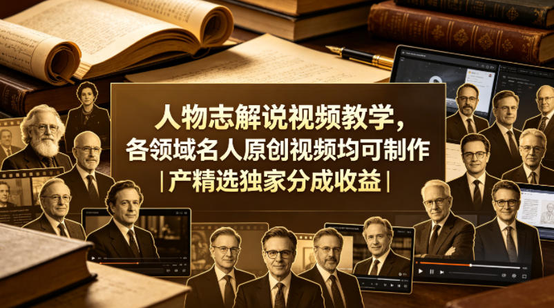 人物志解说视频教学，各领域名人原创视频均可制作丨精选独家分成收益(更新0430)-易创网