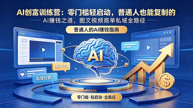 （18911期）AI创富训练营：零门槛轻启动，普通人也能复制的AI赚钱之道，图文视频商单私域全路径-易创网