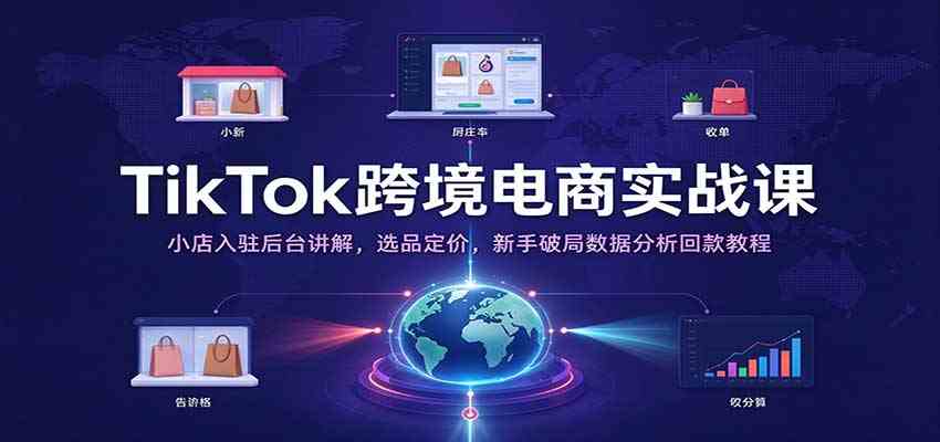 TikTok跨境电商实战课：小店入驻后台讲解，选品定价，新手破局数据分析回款教程-易创网