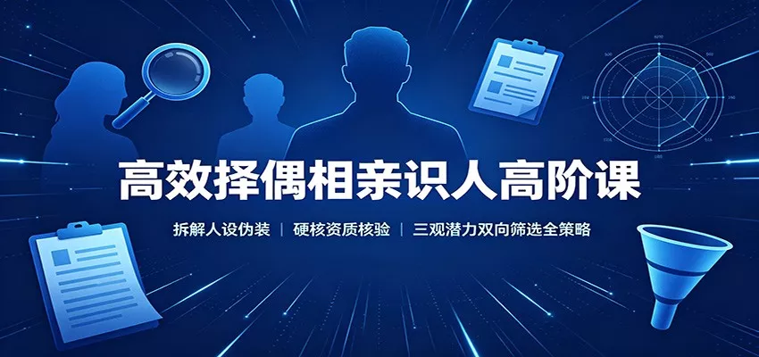 高效择偶相亲识人高阶课：拆解人设伪装，硬核资质核验，三观潜力双向筛选全策略-易创网