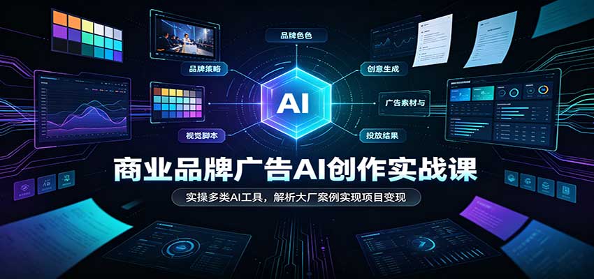 商业品牌广告AI创作实战课：实操多类AI工具，解析大厂案例实现项目变现-易创网