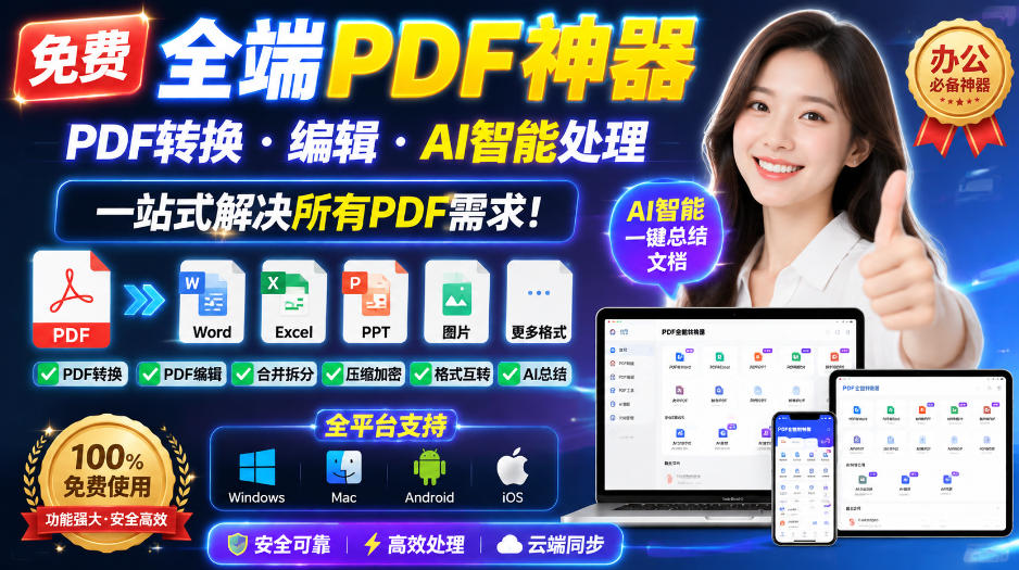 免费全端PDF神器，PDF转换·编辑·AI智能处理，一站式解决所有PDF需求!-易创网