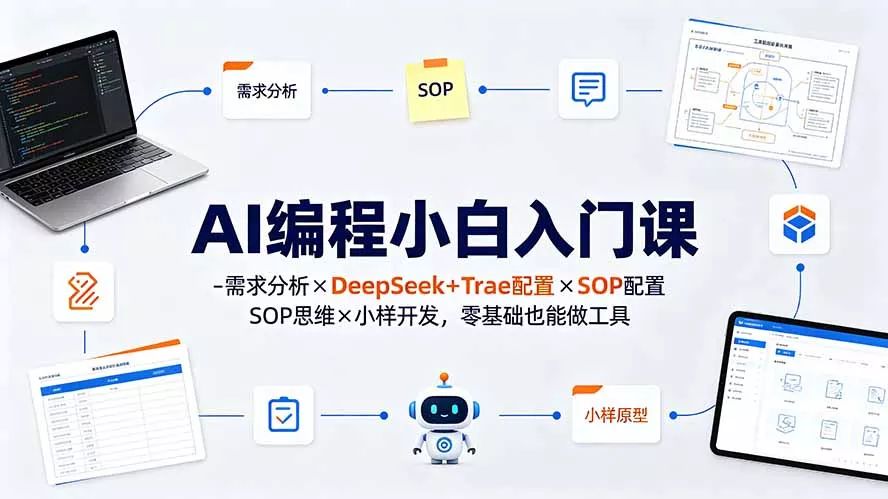 AI编程小白入门课-需求分析×DeepSeek+Trae配置×SOP思维×小样开发，零基础也能做工具-易创网