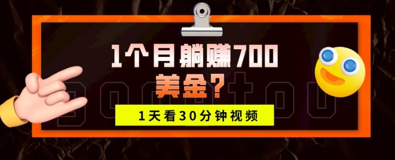 1天看30分钟视频，1个月躺赚700美金？-易创网