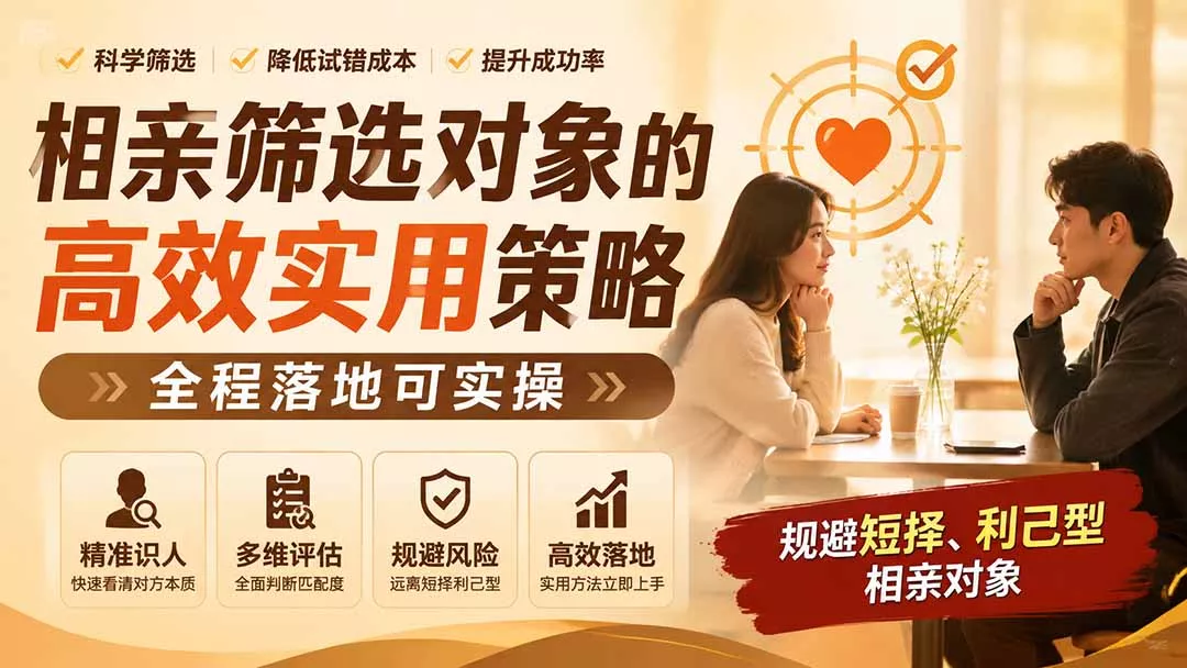付费文章：相亲筛选对象的高效实用策略，全程落地可实操，规避短择、利己型相亲对象-易创网