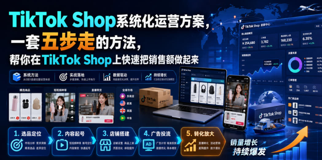 TikTok Shop系统化运营方案，一套五步走的方法，帮你在TikTok Shop上快速把销售额做起来【原创双语字幕】-易创网
