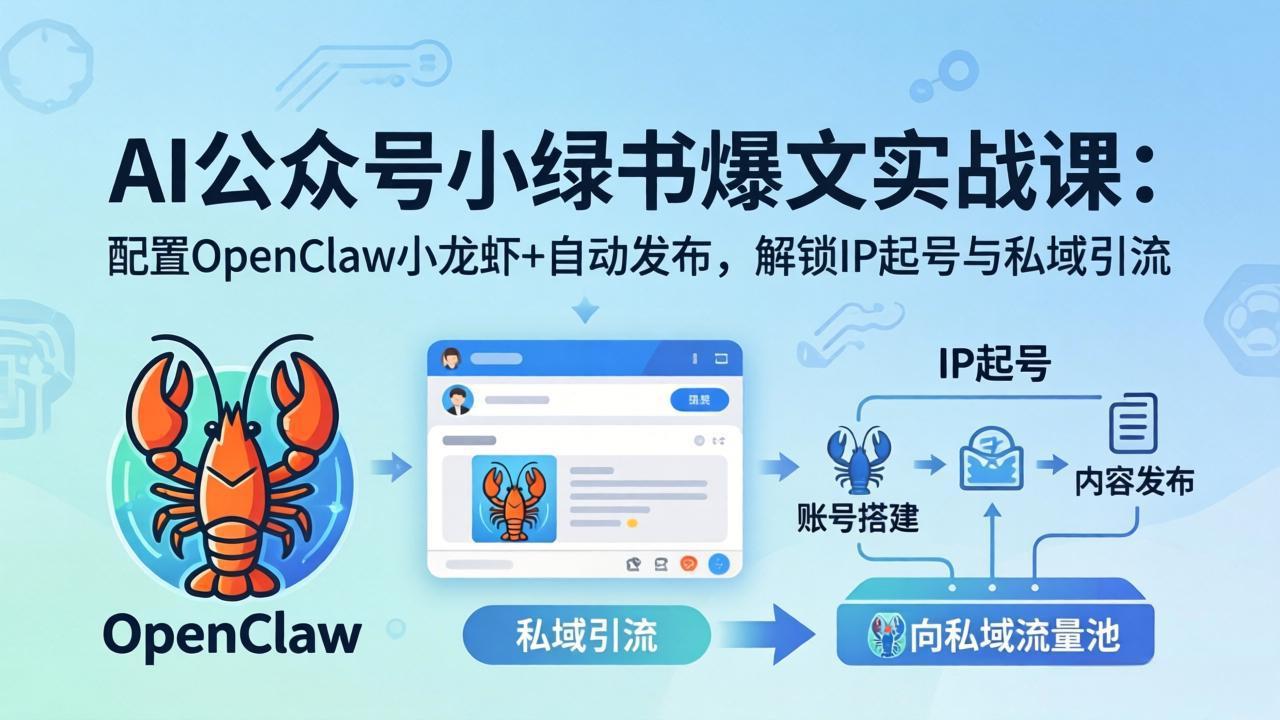 AI公众号小绿书变现实战课：小绿书爆文写作+OpenClaw自动发布，解锁IP起号与私域引流-易创网