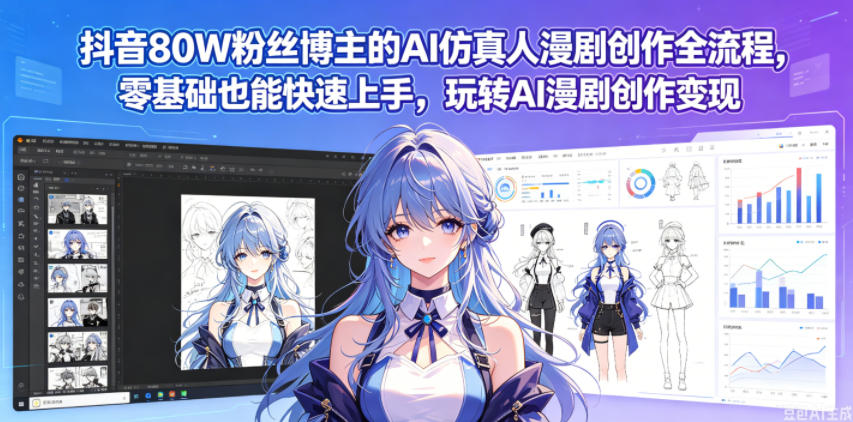 抖音80W粉丝博主的AI仿真人漫剧创作全流程，零基础也能快速上手，玩转AI漫剧创作变现-易创网