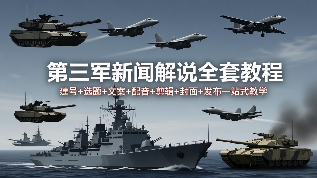 第三军迷新闻解说全套教程：建号+选题+文案+配音+剪辑+封面+发布一站式教学-易创网