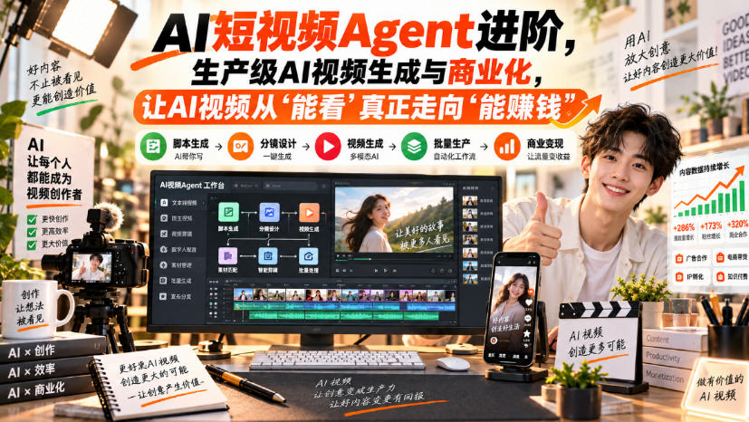 AI短视频Agent进阶，生产级AI视频生成与商业化，让AI视频从”能看”真正走向”能賺钱”-易创网