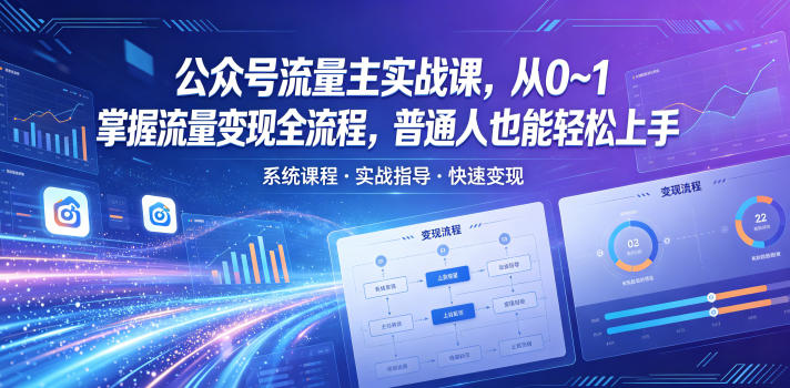公众号流量主实战课，从0~1掌握流量变现全流程，普通人也能轻松上手-易创网