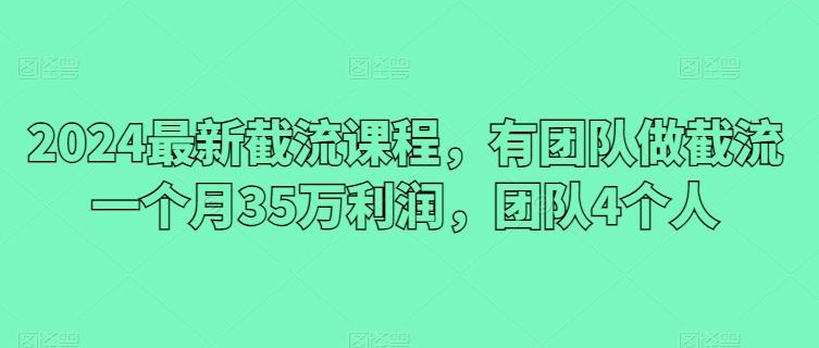 2024最新截流课程，有团队做截流一个月35万利润，团队4个人-易创网