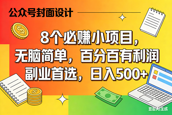 （17911期）8个必赚米的小项目，百分百有利润，无脑简单，副业首选，日入500+-易创网