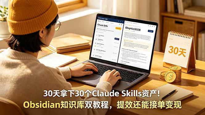 （18886期）30天拿下30个Claude Skills资产！Obsidian知识库双教程，提效还能接单变现-易创网