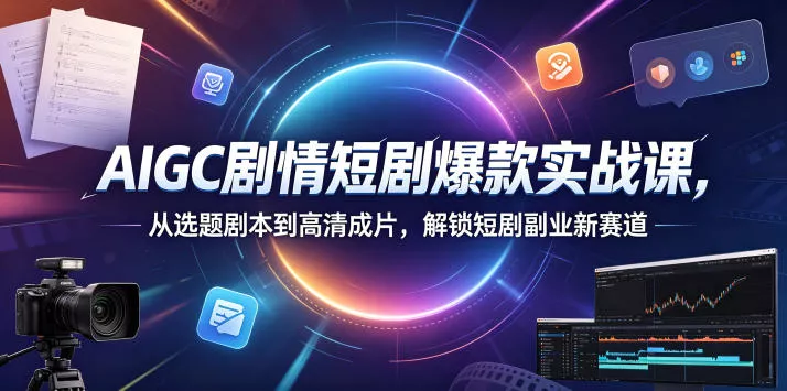AIGC剧情短剧爆款实战课，从选题剧本到高清成片，解锁短剧副业新赛道-易创网