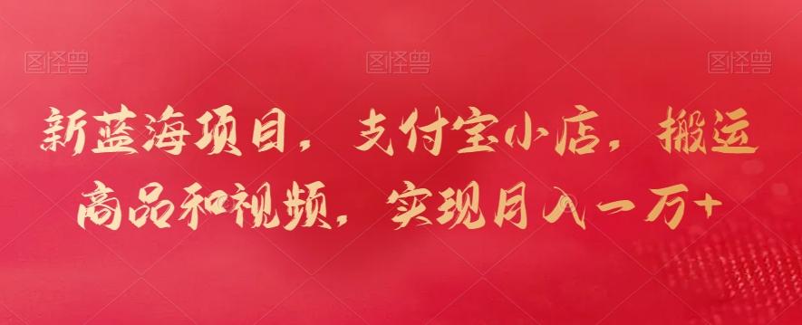 新蓝海项目，支付宝小店，搬运商品和视频，实现月入一万+【揭秘】-易创网