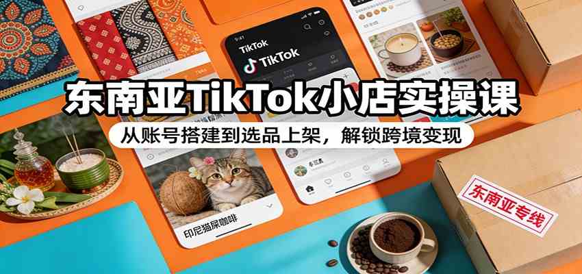 东南亚TikTok小店实操课：从账号搭建到选品上架，解锁跨境变现网赚项目-副业赚线-互联网创业-资源整合易创网