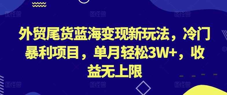 外贸尾货蓝海变现新玩法，冷门暴利项目，单月轻松3W+，收益无上限【揭秘】-易创网