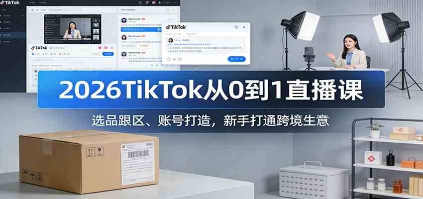 2026TikTok从0到1直播课：选品跟区、账号打造，新手打通跨境生意网赚项目-副业赚线-互联网创业-资源整合易创网