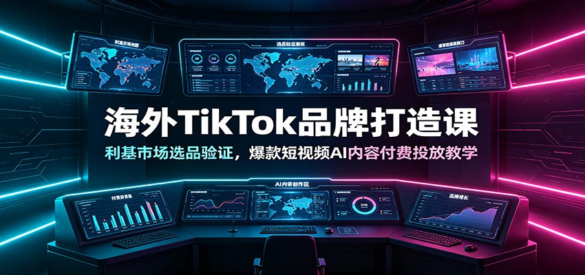 海外TikTok品牌打造课：利基市场选品验证，爆款短视频AI内容付费投放教学-易创网