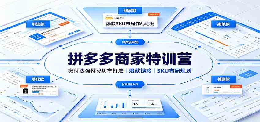 拼多多商家特训营：微付费强付费切车打法，爆款链接，SKU布局规划-易创网