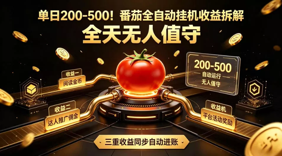 单日200-500！番茄全自动挂G收益拆解，全天无人值守，矩阵操作收益翻倍【揭秘】-易创网