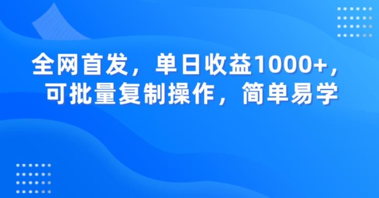 全网首发，单日收益1000+，可批量复制操作，简单易学【揭秘】-易创网