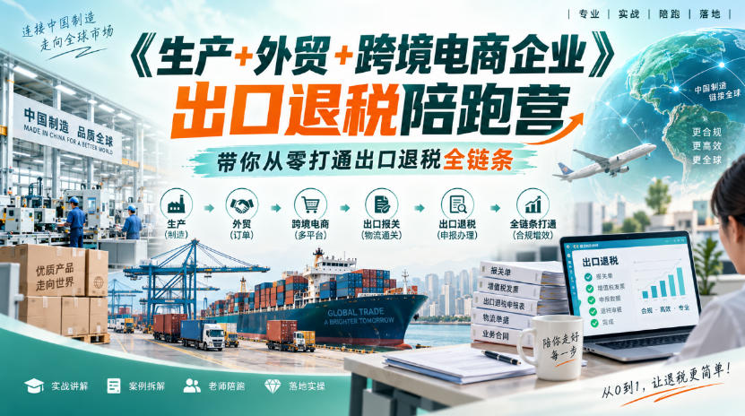 《生产+外贸+跨境电商企业》出口退税陪跑营，带你从零打通出口退税全链条-易创网