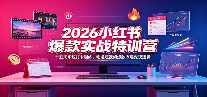 2026小红书爆款实战特训营：十五天系统打卡训练，吃透短视频爆款底层变现逻辑-易创网