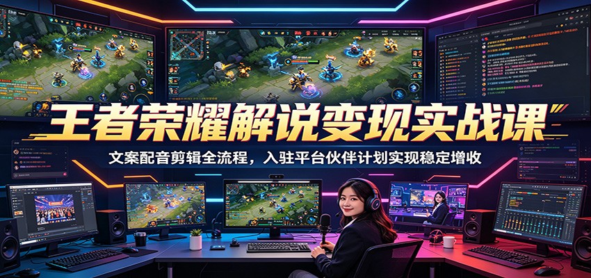 王者荣耀解说变现实战课：文案配音剪辑全流程，入驻平台伙伴计划实现稳定增收-易创网
