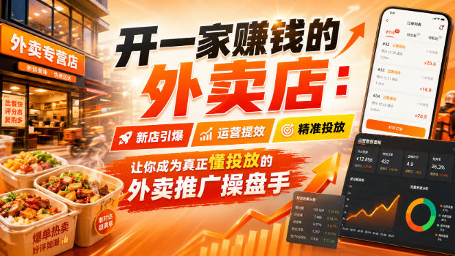 开一家賺钱的外卖店：新店引爆·运营提效·精准投放，让你成为真正懂投放的外卖推广操盘手-易创网