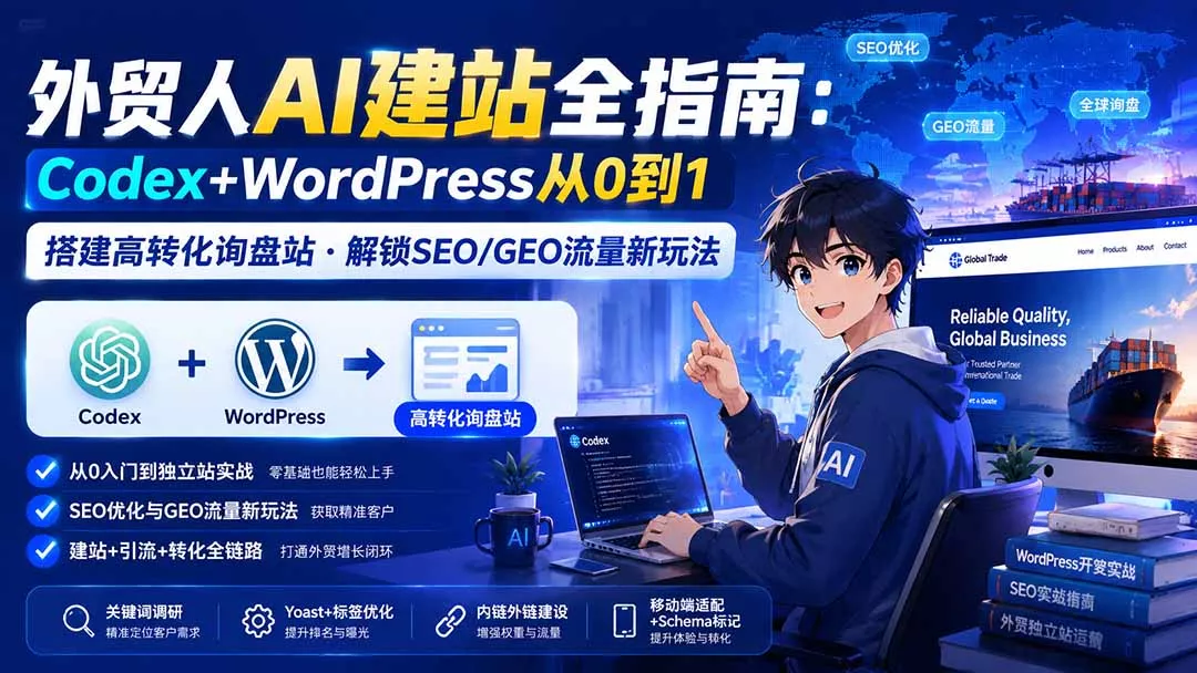 外贸人AI建站全指南：Codex+WordPress从0到1·搭建高转化询盘站·解锁SEO/GEO流量新玩法-更新8月-易创网