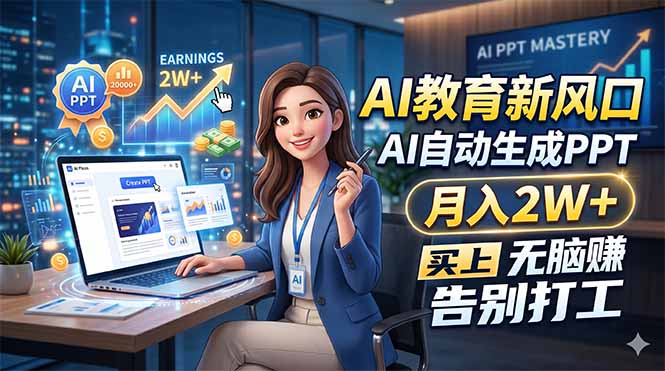AI教育新风口，AI自动生成PPT，月入2W+，无脑赚，告别打工-易创网