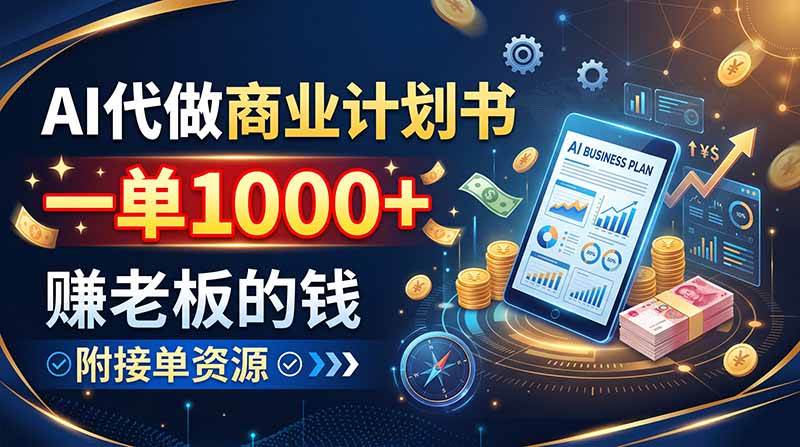 （20303期）AI代做商业计划书，一单1000+，赚老板的钱，附接单资源-易创网