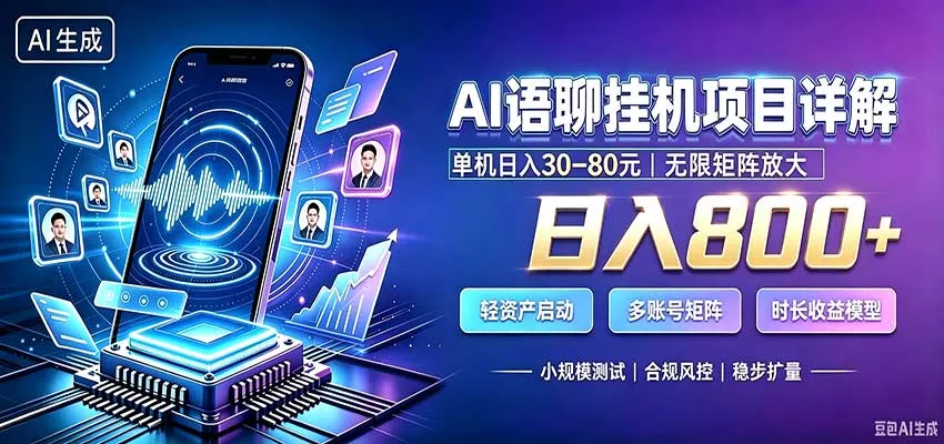 AI语聊挂机，日入800+，适用个人副业，工作室矩阵操作-易创网