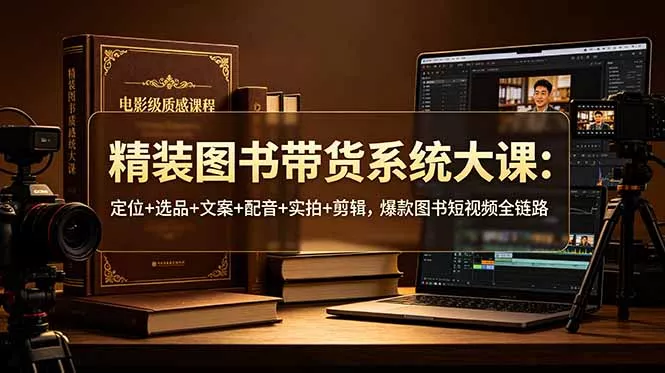 精装图书带货系统大课：定位+选品+文案+配音+实拍+剪辑，爆款图书短视频全链路-易创网