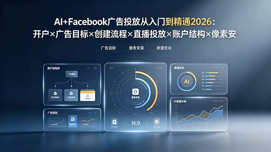AI+Facebook广告投放从入门到精通2026：开户×广告目标×创建流程×直播投放×账户结构×像素安装×AI赋能-易创网