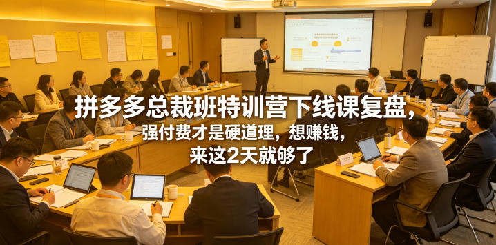 拼多多总裁班特训营下线课复盘，强付费才是硬道理，想賺钱，来这2天就够了-易创网