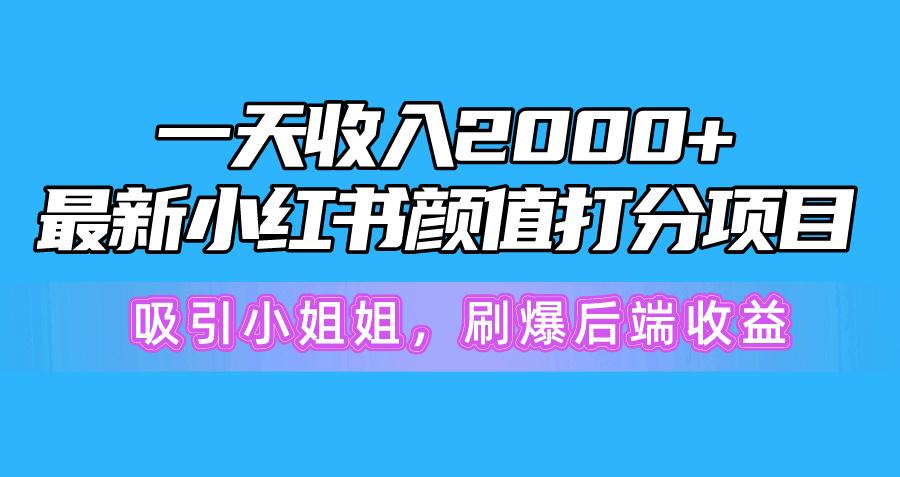 一天收入2000+，最新小红书颜值打分项目，吸引小姐姐，刷爆后端收益网赚项目-副业赚线-互联网创业-资源整合易创网