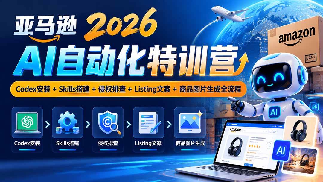 （20746期）亚马逊2026AI自动化-10月特训营：Codex安装+Skills搭建+侵权排查+Listing文案+商品图片生成全流程-易创网